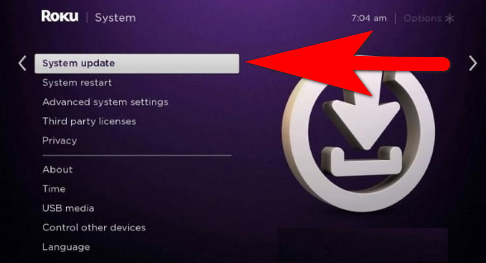 how to update Roku system software